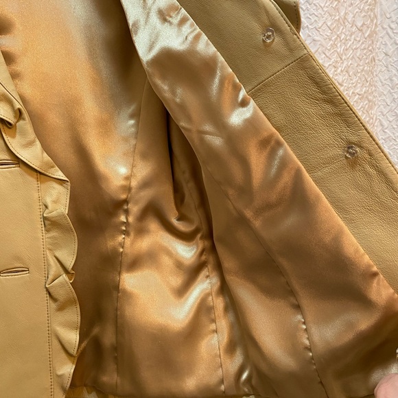 NWT Terry Lewis luxury Lined tan Leather Jacket. - Picture 6 of 8